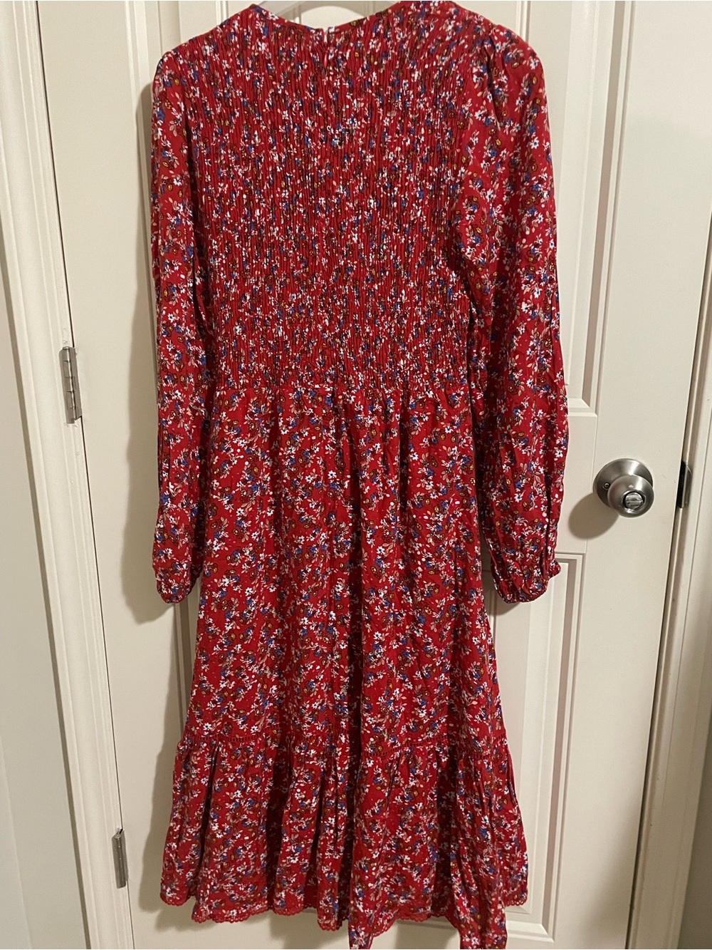 Lost + Wander Red Floral Smocked Midi Dress - Picture 7 of 7